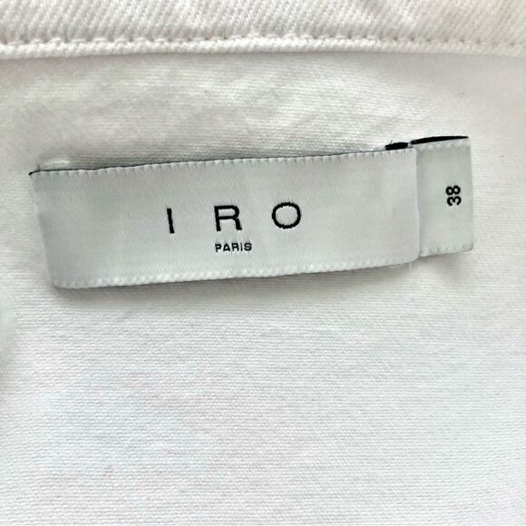 IRO Ubaldo Cropped Jean Jacket White Braided Detail US Size 6 - Picture 8 of 10